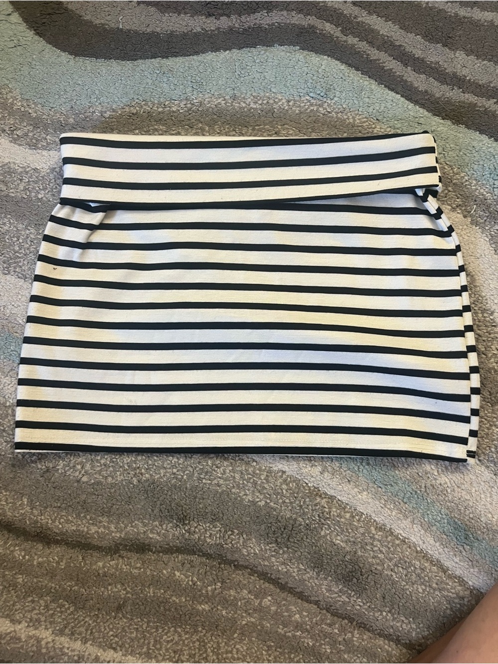 Love Culture Black & White Striped Fold-Over Mini Skirt